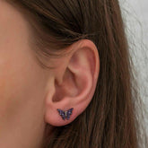 Boucles d'oreilles papillon violet argenté